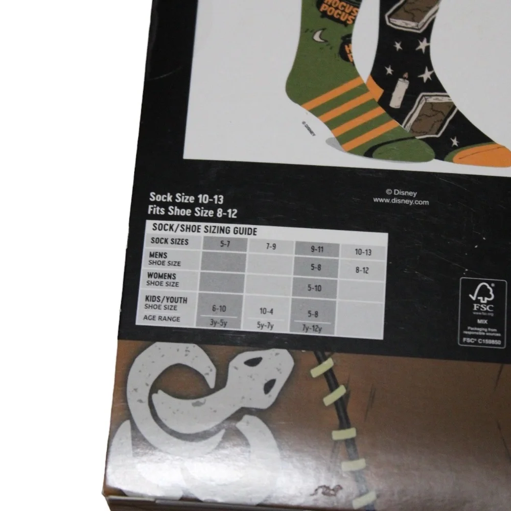 Disney Hocus Pocus Crew Socks Mens 8-12 2‎ Pair